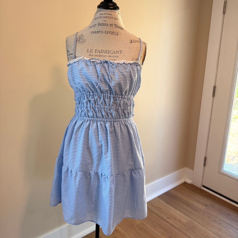 Aeropostale Women's Blue Gingham Sun Dress Size XL